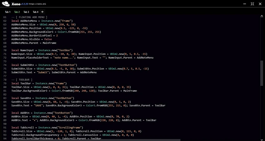 Xeno Executor Advanced Interface UI
